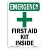 Signmission OSHA Emergency Sign, 14" Height, Rigid Plastic, First Aid Kit Inside, Portrait, EM-P-1014-V-10485 OS-EM-P-1014-V-10485